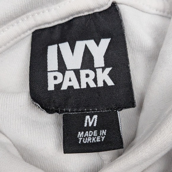 Ivy Park Cropped Hoodie Women's Medium Black White Baggy Streetwear Casual - Picture 6 of 14